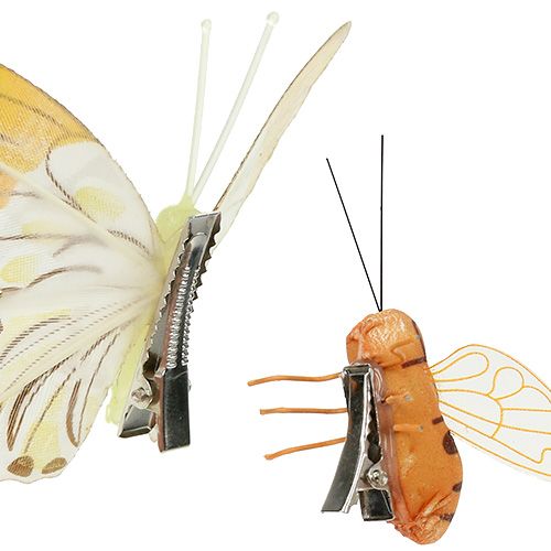 Floristik24 Decoración de mariposa y abeja en clip 4cm - 8cm 9 piezas