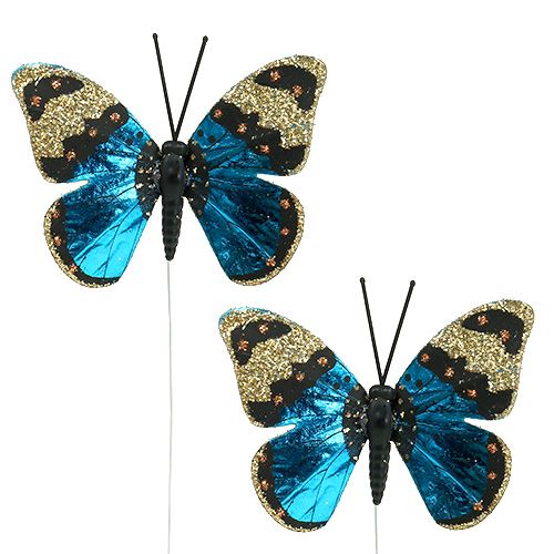 Floristik24 Mariposa Azul 7,5cm brillante 4pcs