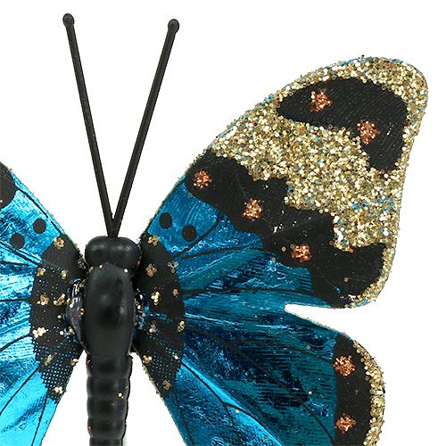 Artículo Mariposa Azul 7,5cm brillante 4pcs