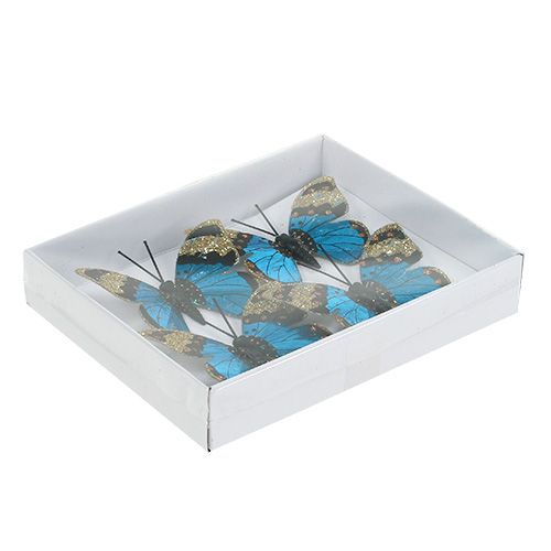 Floristik24 Mariposa Azul 7,5cm brillante 4pcs
