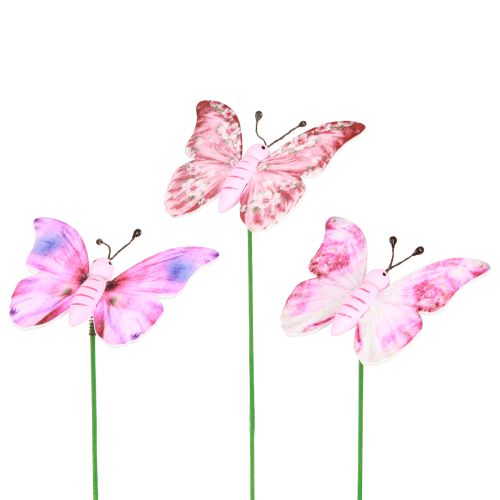 Artículo Tapón decorativo mariposa madera rosa rosa 8x5,5cm 18 piezas
