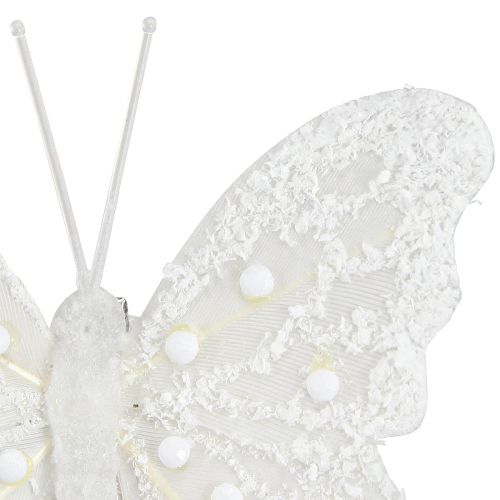 Artículo Decoración mariposa en blanco sobre clip 7,5cmx7cm 4 piezas