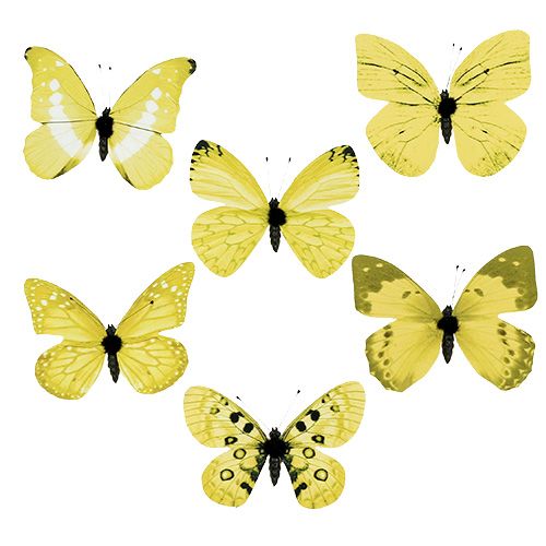 Floristik24 Mariposa amarilla en el clip 11cm 6pcs