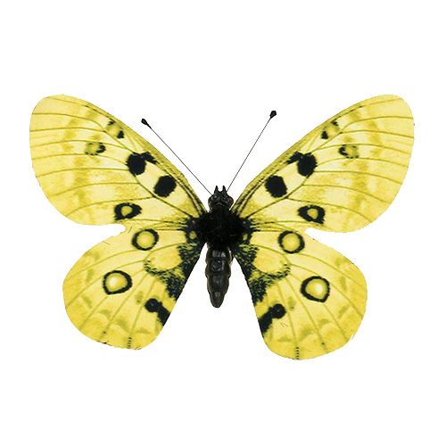 Floristik24 Mariposa amarilla en el clip 11cm 6pcs