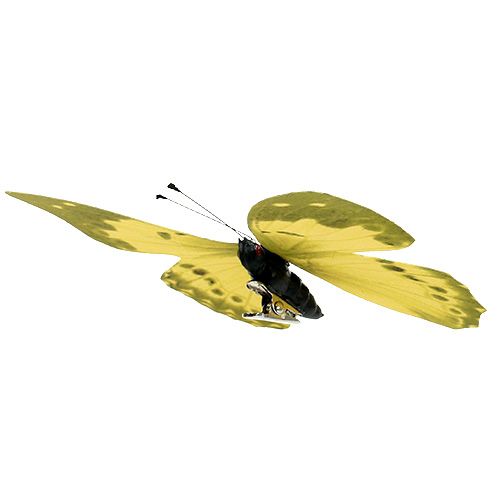 Floristik24 Mariposa amarilla en el clip 11cm 6pcs