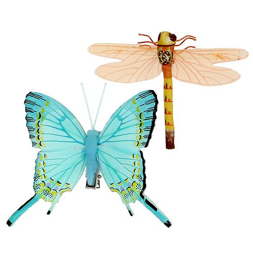 Floristik24 Mariposa y libélula con clip surtido 6 piezas