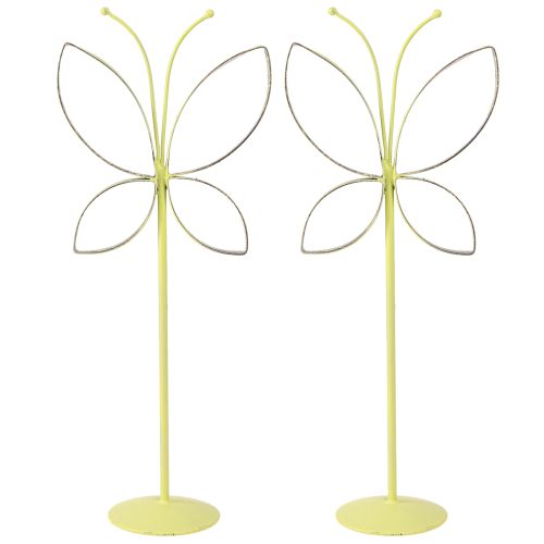 Artículo Soporte decorativo de metal mariposa oro verde Al. 29 cm 2 piezas