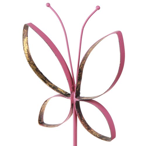 Artículo Mariposa Decoración de Metal Primavera Fucsia Dorado H35cm 2 piezas