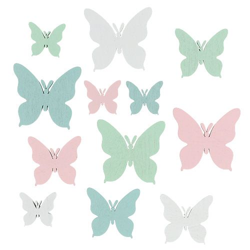 Floristik24 Mariposa 3cm - 5.5cm mezcla pastel 36pcs