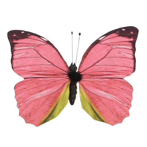 Floristik24 Mariposa rosa en clip 11cm 6pcs