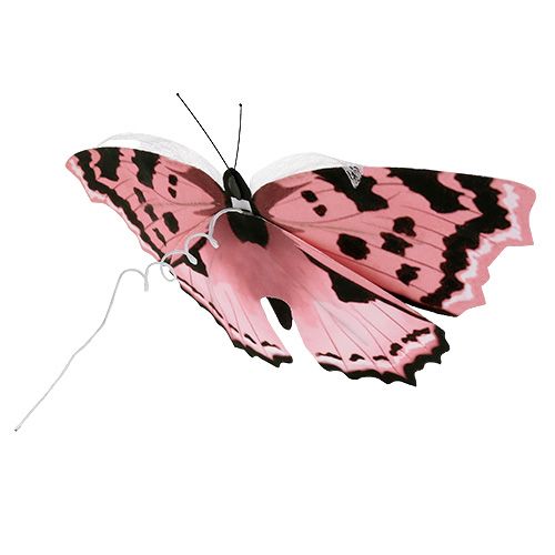 Floristik24 Mariposa rosa 20cm en alambre 2uds