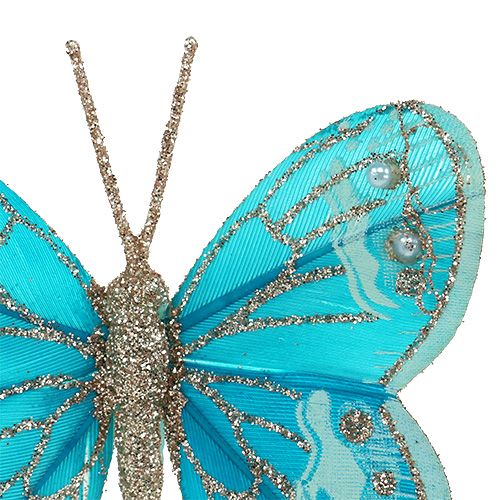 Floristik24 Mariposas decorativas turquesa con brillo 7cm 4pcs