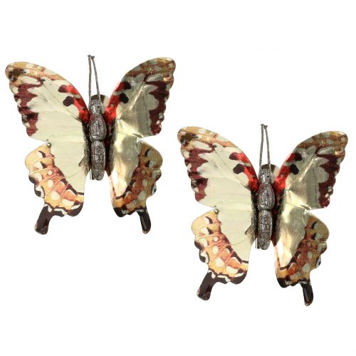 Floristik24 Mariposa dorada brillante en clip 12 piezas