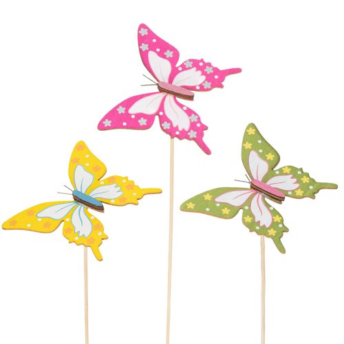 Palillos de flores, suministros para manualidades, motivo de mariposa para decorar envoltorios de regalos, 28,5 cm, 12 piezas
