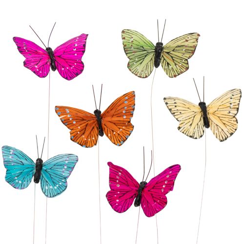 Mariposas decorativas en alambre para decoraciones de mesa coloridas, 7 cm, 12 piezas