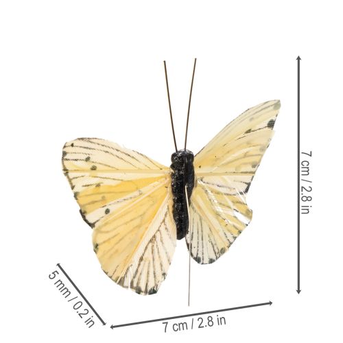 Artículo Mariposas decorativas en alambre para decoraciones de mesa coloridas, 7 cm, 12 piezas