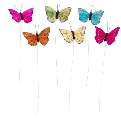 Artículo Mariposas decorativas en alambre para decoraciones de mesa coloridas, 7 cm, 12 piezas