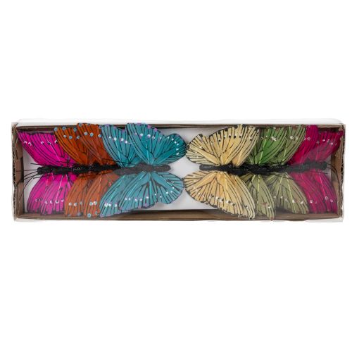 Artículo Mariposas decorativas en alambre para decoraciones de mesa coloridas, 7 cm, 12 piezas