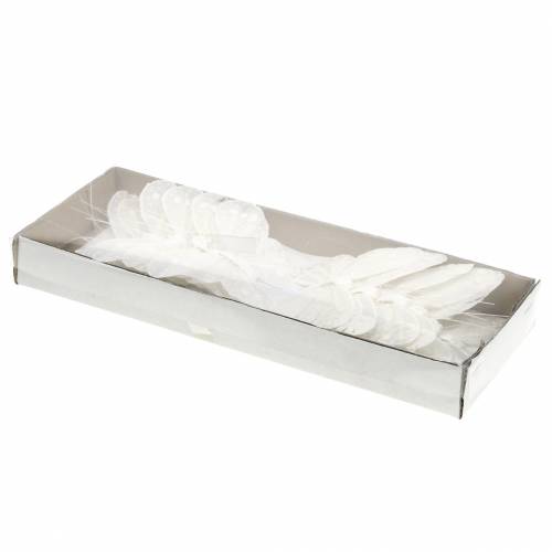 Floristik24 Mariposa de plumas sobre alambre blanco con purpurina 10cm 12pcs