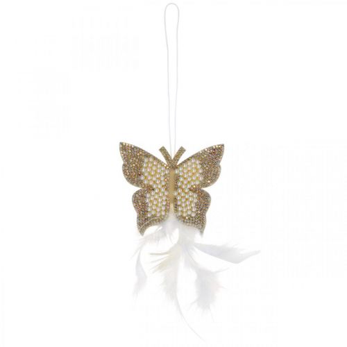 Floristik24 Mariposa de fieltro para colgar decoración de boda crema 16cm