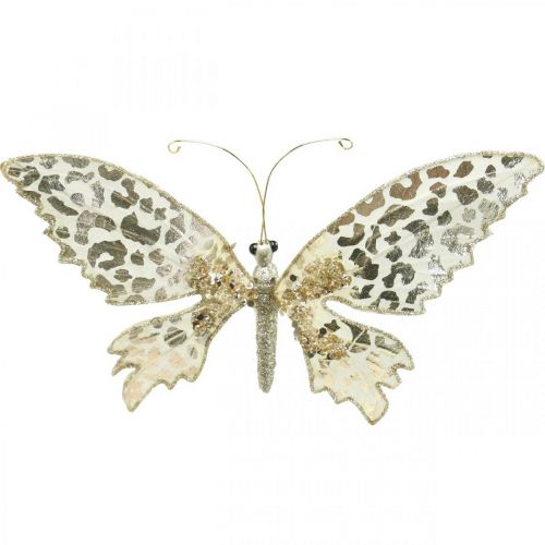 Floristik24 Mariposa para sujetar, decoración de árboles, Adviento, decoración de bodas, clip de decoración L16cm W13cm