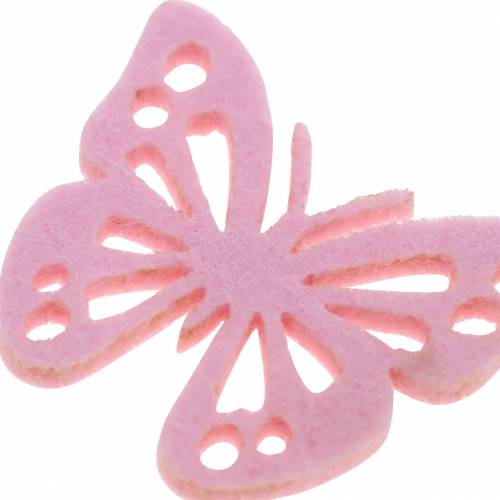Floristik24 Decoración de mesa de fieltro mariposa rosa blanco rosa surtido 3.5x4.5cm 54p