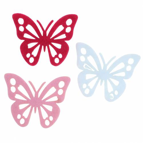 Floristik24 Decoración de mesa de fieltro mariposa rosa blanco rosa surtido 3.5x4.5cm 54p