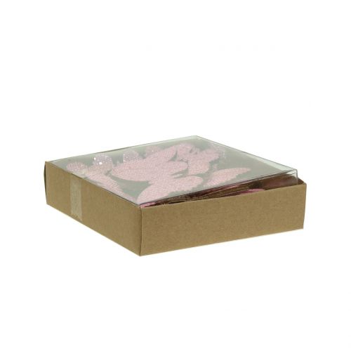 Artículo Decoración dispersa mariposa rosa brillo 5/4/3cm 24 piezas