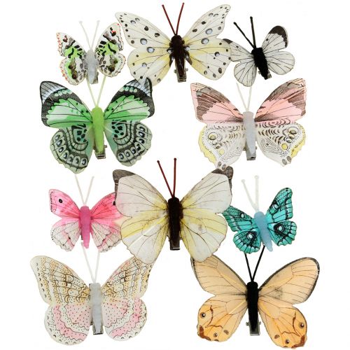 Floristik24 Deco mariposa en clip clasificado 5cm - 8cm 10pcs