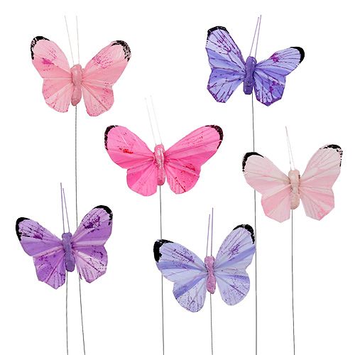 Floristik24 Mariposa 5cm tipo rosa-violeta. 24ST