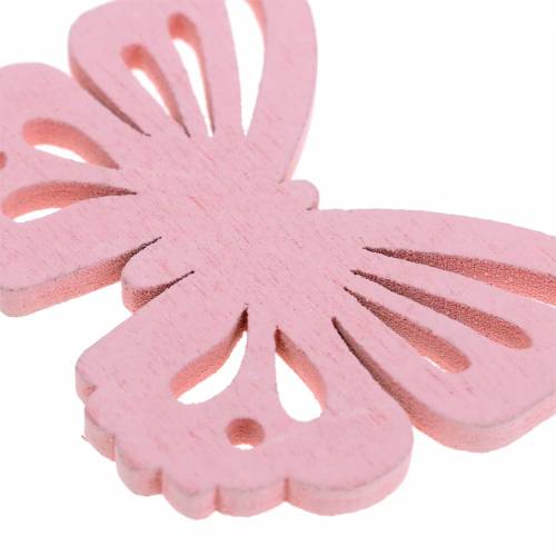 Floristik24 Mariposa dispersa blanco, amarillo, rosa madera surtida 5cm 40p