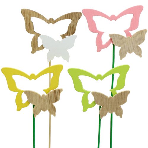 Floristik24 Plug decorativo mariposa colores surtidos Al.24cm 24 piezas