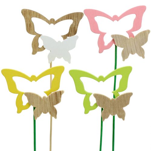 Floristik24 Enchufe decorativo mariposa colores surtidos Al.24cm 24pcs