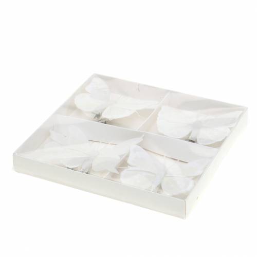 Floristik24 Mariposa de plumas con clip blanco 7-8cm 8 piezas