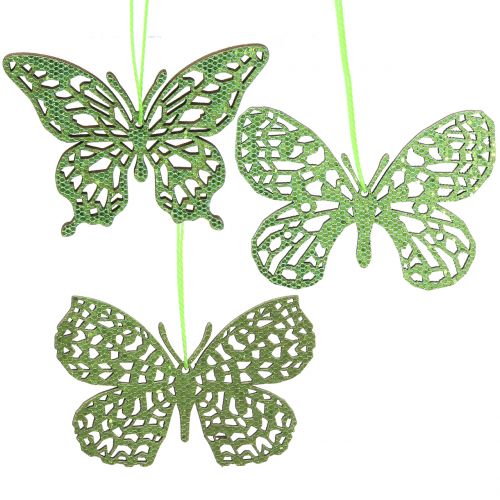 Floristik24 Percha decorativa mariposa purpurina verde 8cm 12uds