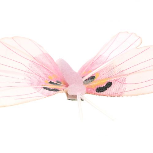 Floristik24 Mariposa en el clip Rosa 8cm 8pcs