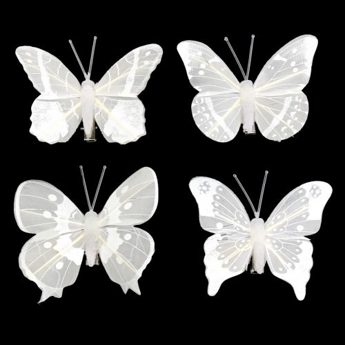 Floristik24 Mariposa en el clip Blanco 8cm 8pcs