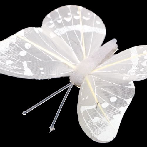 Floristik24 Mariposa en el clip Blanco 8cm 8pcs