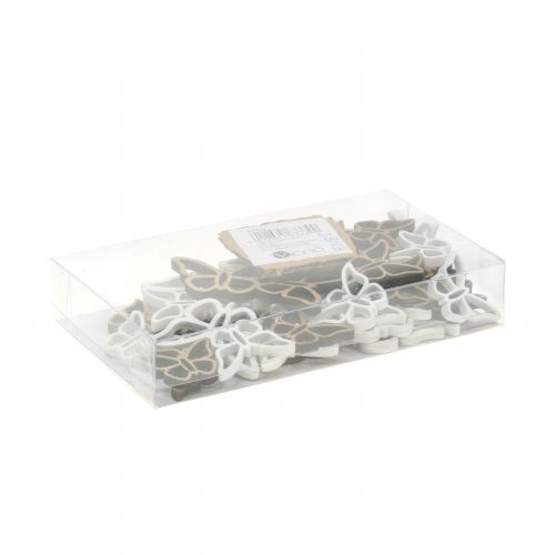 Artículo Mariposa de madera blanco/natural 3cm - 4.5cm 48 piezas