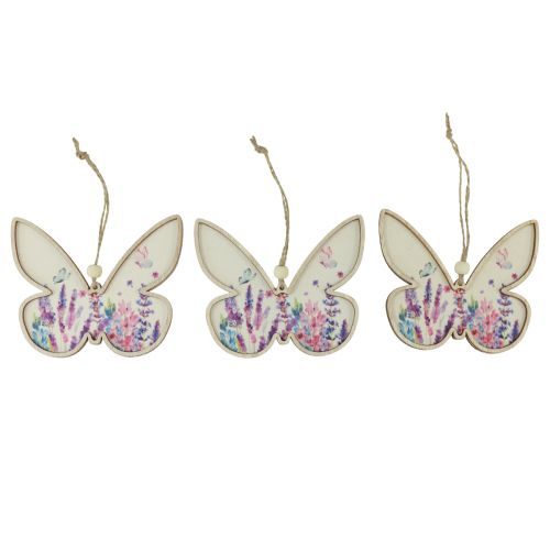 Artículo Percha decorativa de madera con forma de mariposa, lino, 11,5 x 9,5 cm, 6 unidades