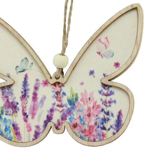 Artículo Percha decorativa de madera con forma de mariposa, lino, 11,5 x 9,5 cm, 6 unidades