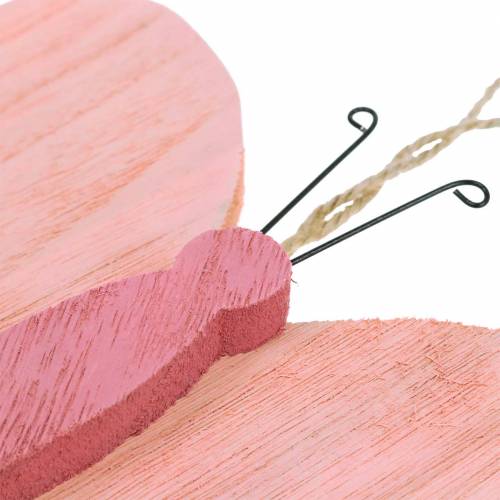 Floristik24 Mariposa para colgar madera rosa 13cm x 22cm 2uds