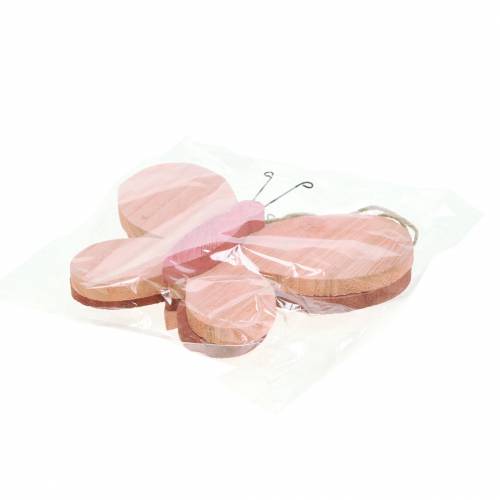 Floristik24 Mariposa para colgar madera rosa 13cm x 22cm 2uds