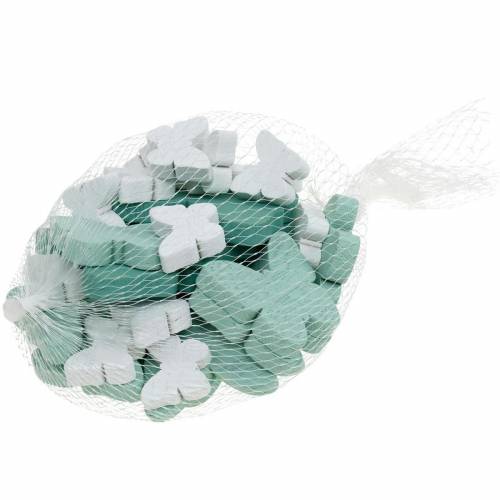 Artículo Mariposas para esparcir decoración de madera verde, menta y blanca 29 piezas