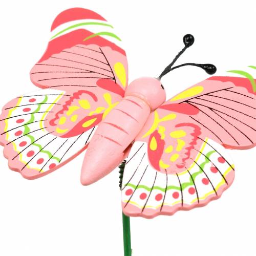 Artículo Flor plug mariposa madera clasificada 7.5cm 16pcs