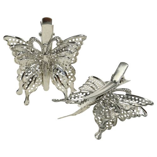 Artículo Mariposa de metal en clip 12pcs