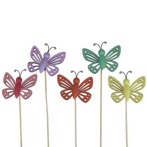 Artículo Decoración primaveral tapones florales decoración madera mariposas 6×8cm 10uds