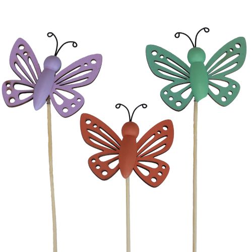 Artículo Decoración primaveral tapones florales decoración madera mariposas 6×8cm 10uds
