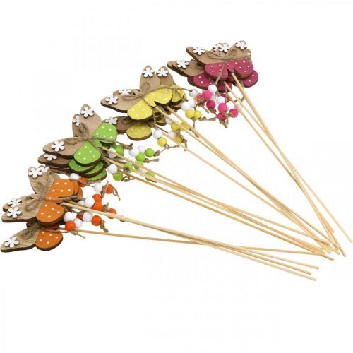Floristik24 Tapón de flores mariposa decoración de madera para pegar 7×5cm 16uds