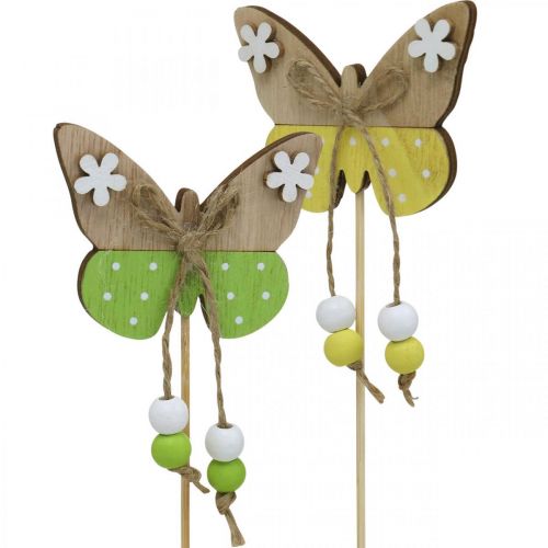 Artículo Palo de flores mariposa decoración de madera para pegar 7×5cm 16pcs